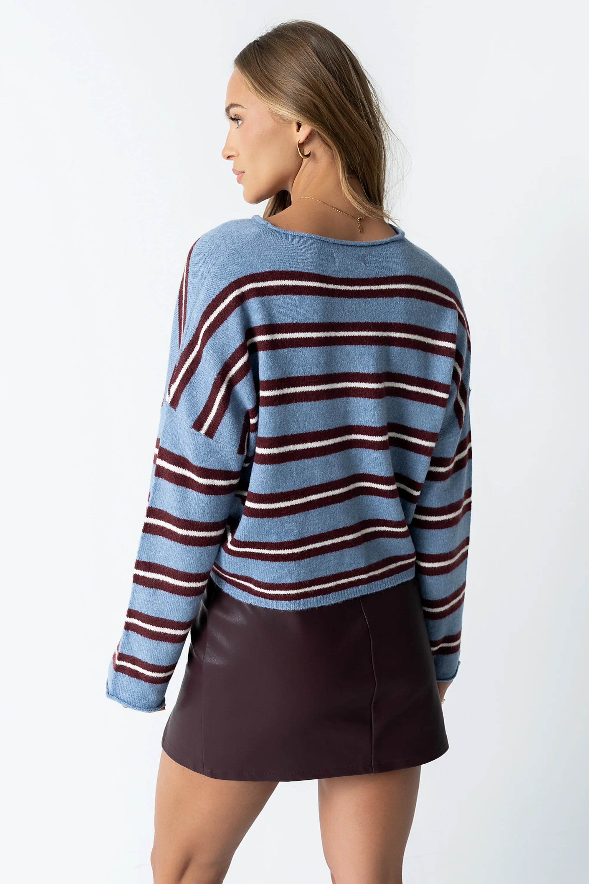 Mariah Striped Cardigan in Navy