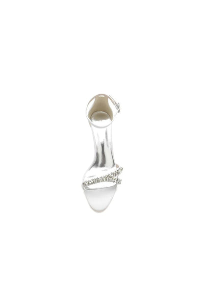 Open Toe Rhinestone Strap Buckle Wedding Shoes