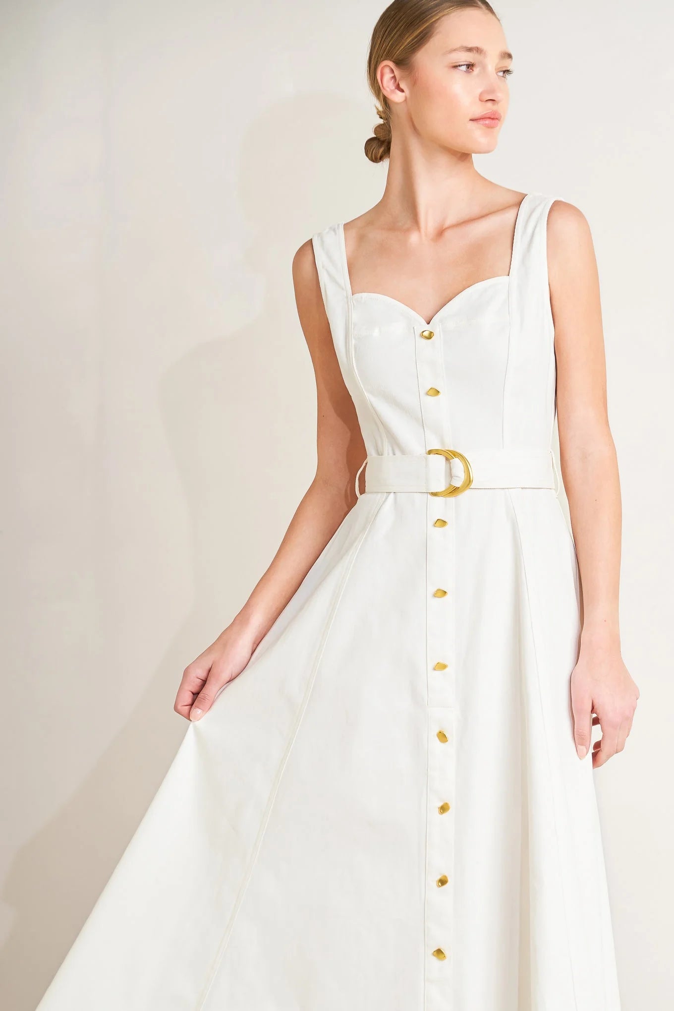 BELLA PORTOFINO WHITE MIDI DRESS