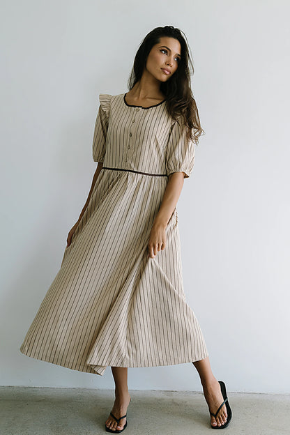 Berlin Corduroy Baby Doll Midi Dress in Taupe FINAL SALE