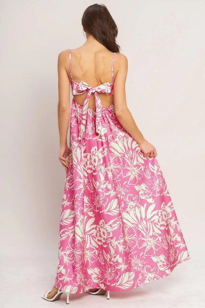 SUMMER HEAT FLORAL PINK MAXI DRESS
