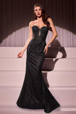 Maddox Gown Black STRAPLESS GLITTER EMBELLISHED GOWN