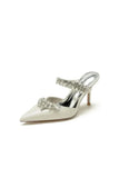 Champagne Pointed Toe Wedding Shoes with Rhinestone