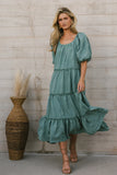 Corinne Tiered Maxi Dress in Blue FINAL SALE