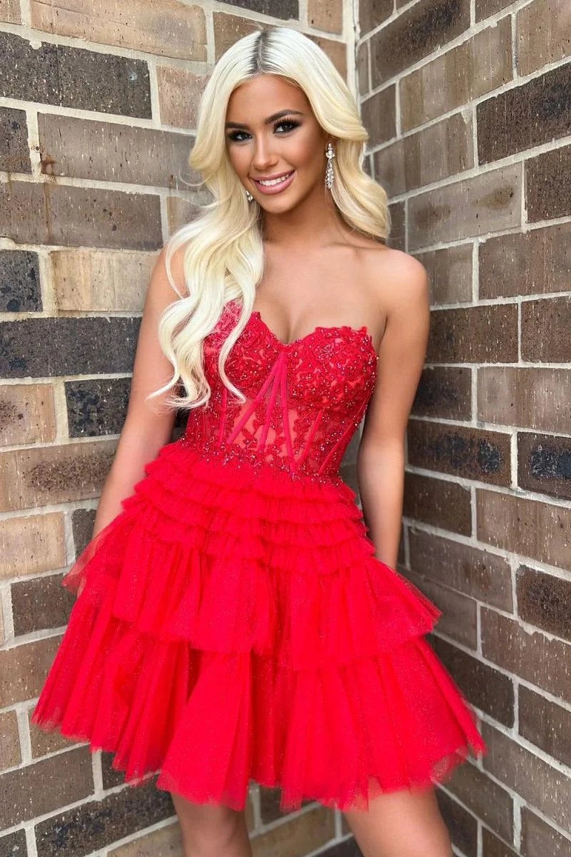 Ivy A Line Sweetheart Homecoming Dress with Ruffles