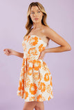 TANGERINE MIMOSAS ORANGE FLORAL MINI DRESS FINAL SALE
