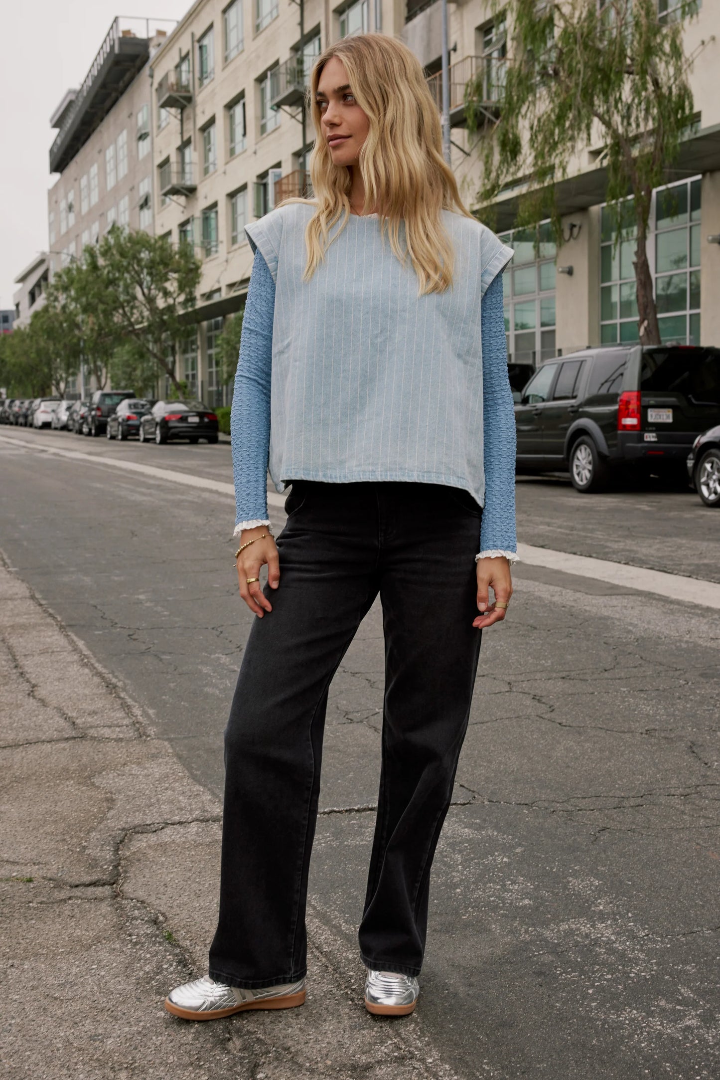 Alisson Striped Denim Blouse