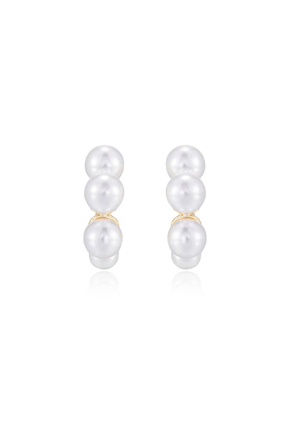 Five Pearls Hoop Earrings