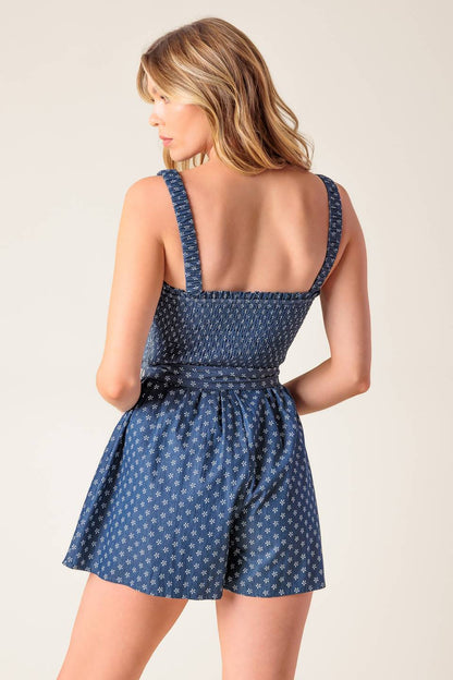DAISIES DENIM ROMPER