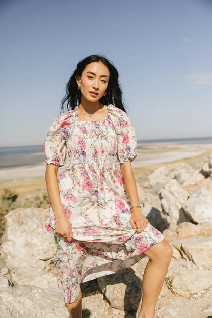 Luciana Floral Smocked Midi Dress FINAL SALE