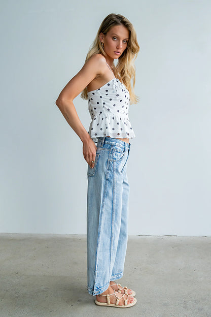 Freida Polka Dot Top in Ivory