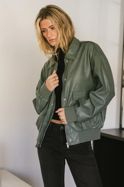 Call Me Back Vegan Jacket in Olive FINAL SALE