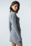 Venice Striped Mini Dress in Heather Grey
