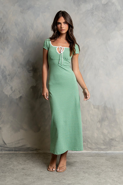 Deana Striped Maxi Dress in Green