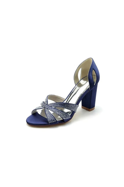 Navy Blue High Heels with Silver Heel