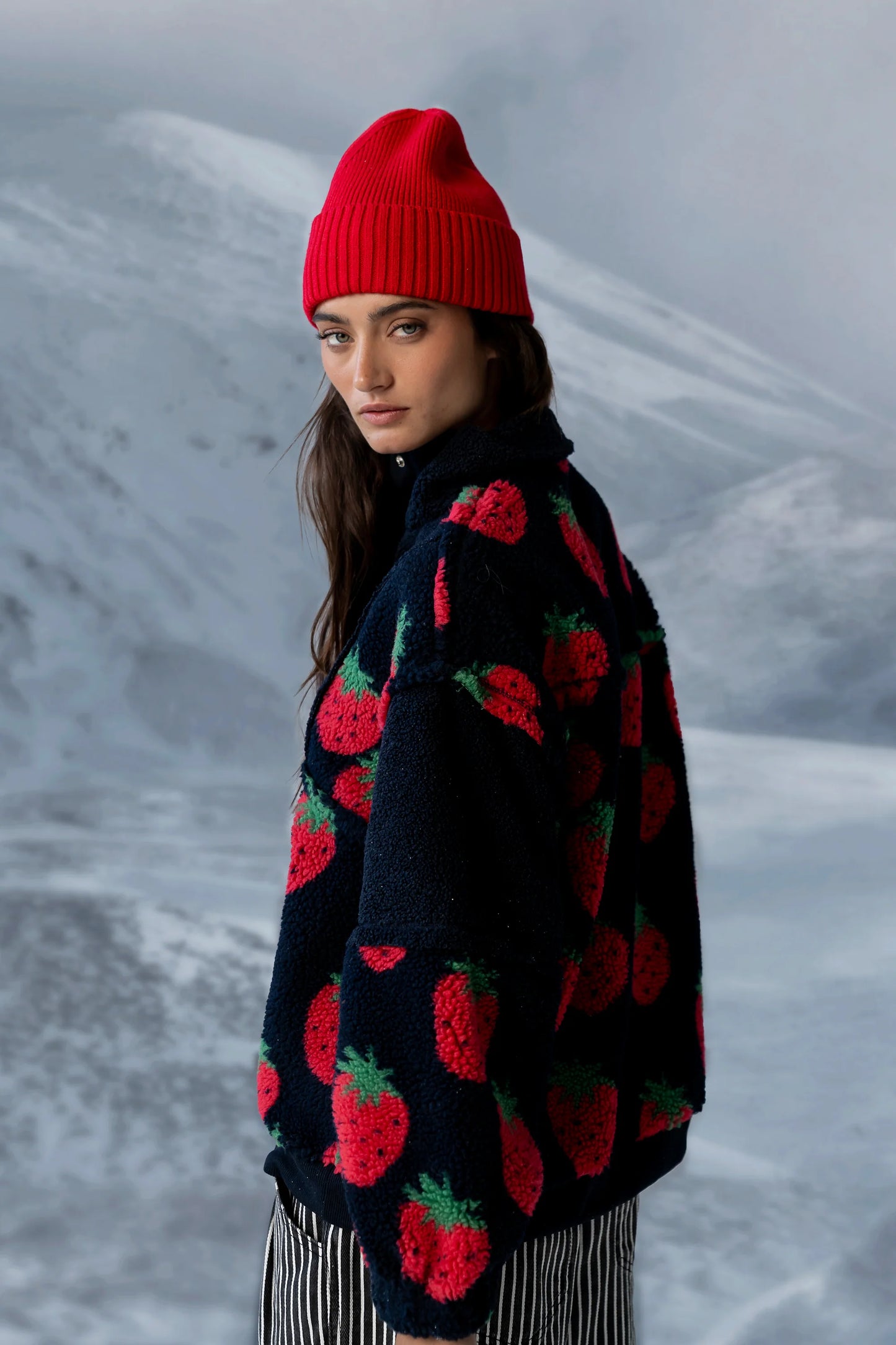 Maria Oversized Sherpa Jacket in Navy FINAL SALE
