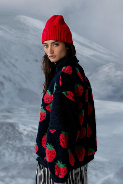 Maria Oversized Sherpa Jacket in Navy FINAL SALE