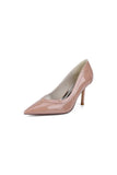 Rose Pink High Heels with Natural Wood Heel