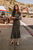 Fiona Ribbed Godet Dress in Charcoal FINAL SALE