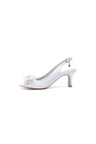 Peep Toe Slingback Beaded Chunky Wedding Shoes with Flowers