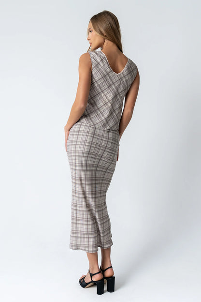 Jenna Plaid Blouse in Beige