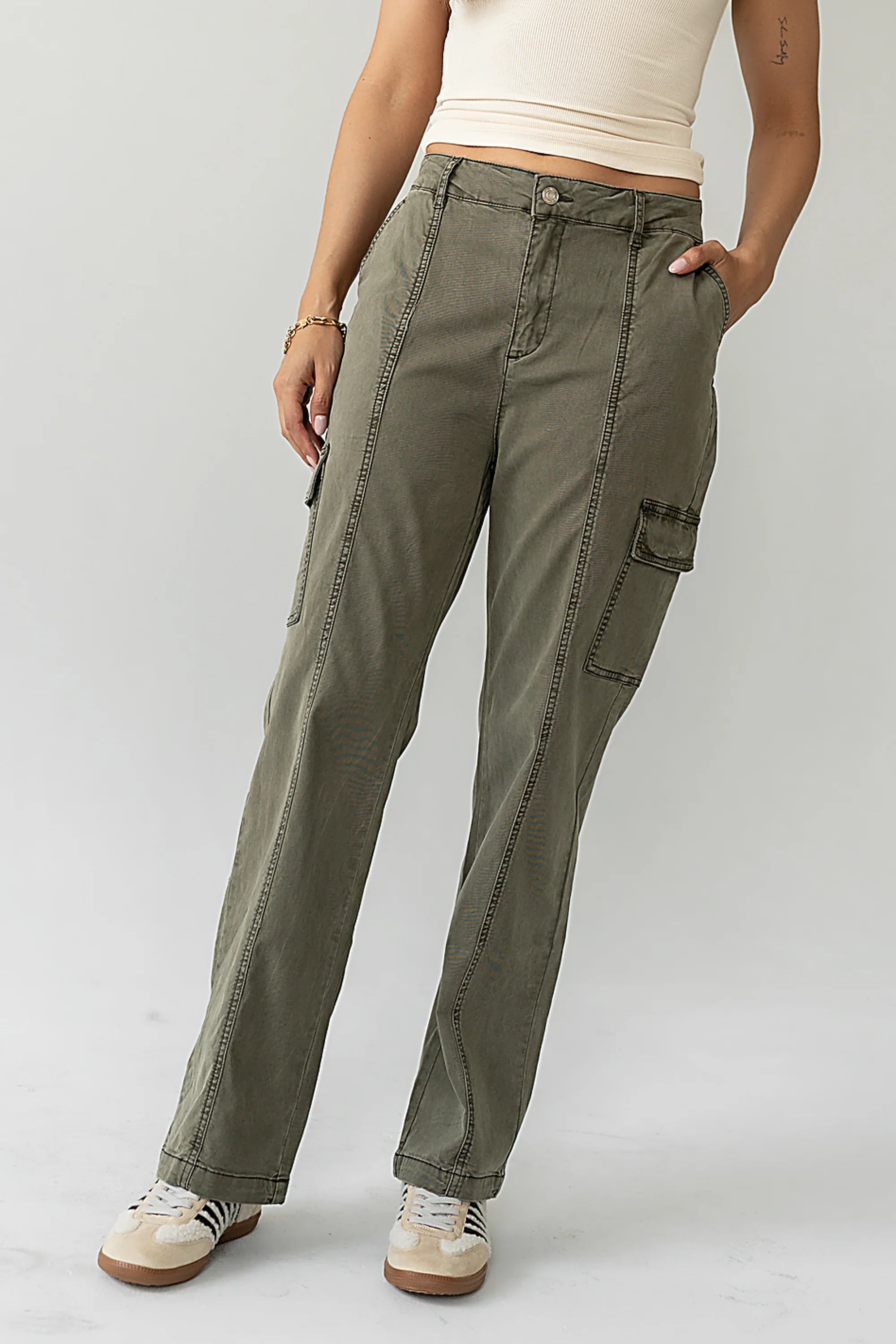 Gracie Straight Leg Pants in Olive FINAL SALE