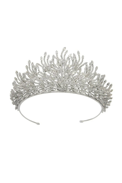 Silver Feather Shaped Zirconia Crown