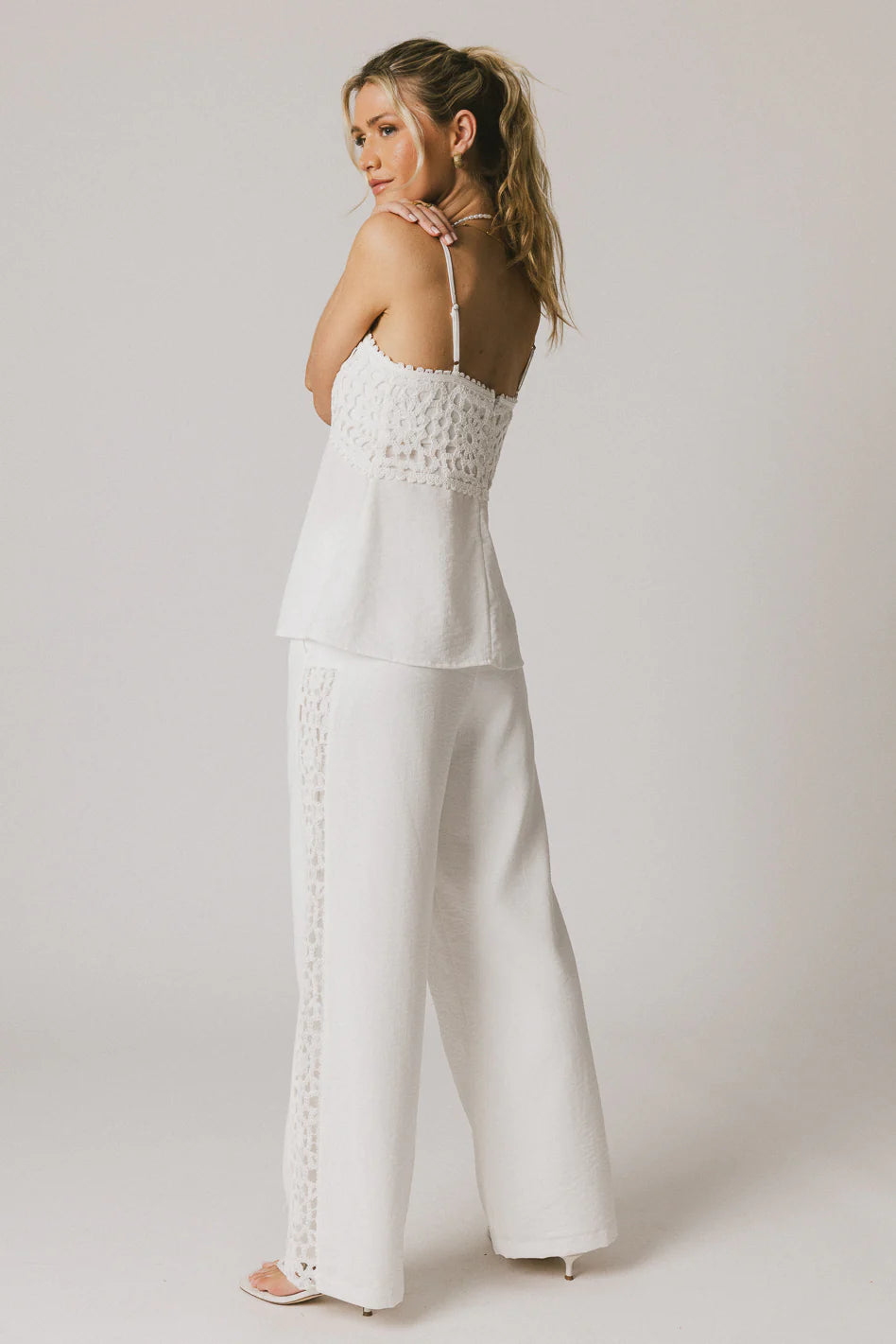 Karie Crochet Pants in White FINAL SALE