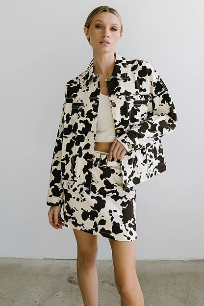 Tasha Cow Print Mini Skirt