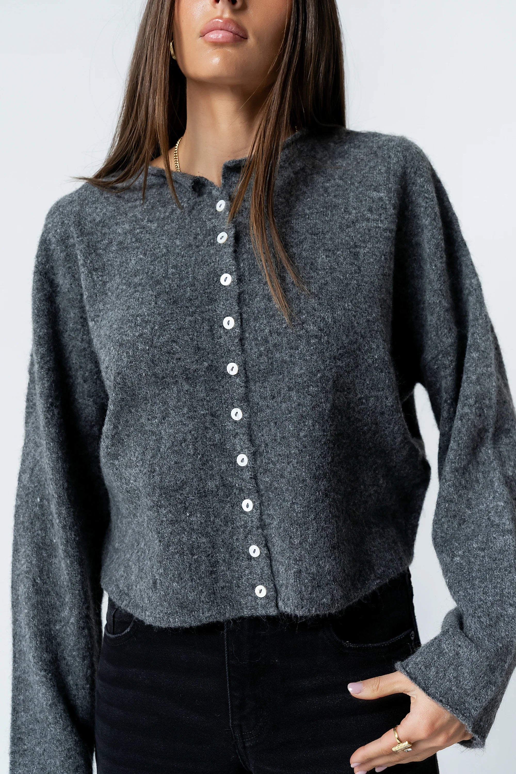 Maci Cardigan in Charcoal FINAL SALE