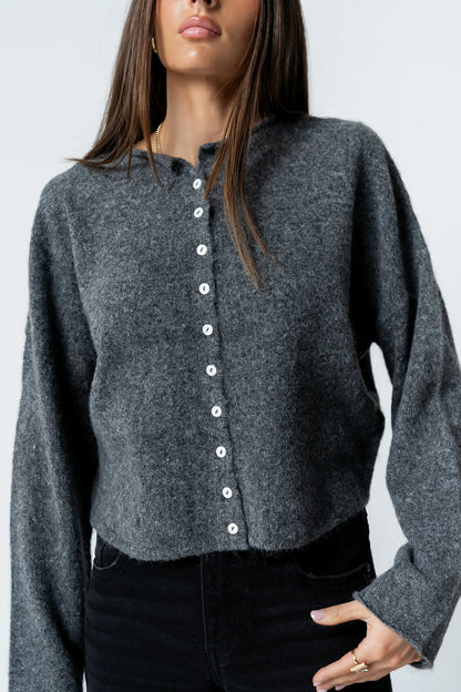 Maci Cardigan in Charcoal FINAL SALE