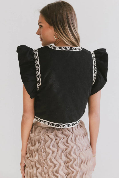 Damaris Embroidered Vest in Black FINAL SALE
