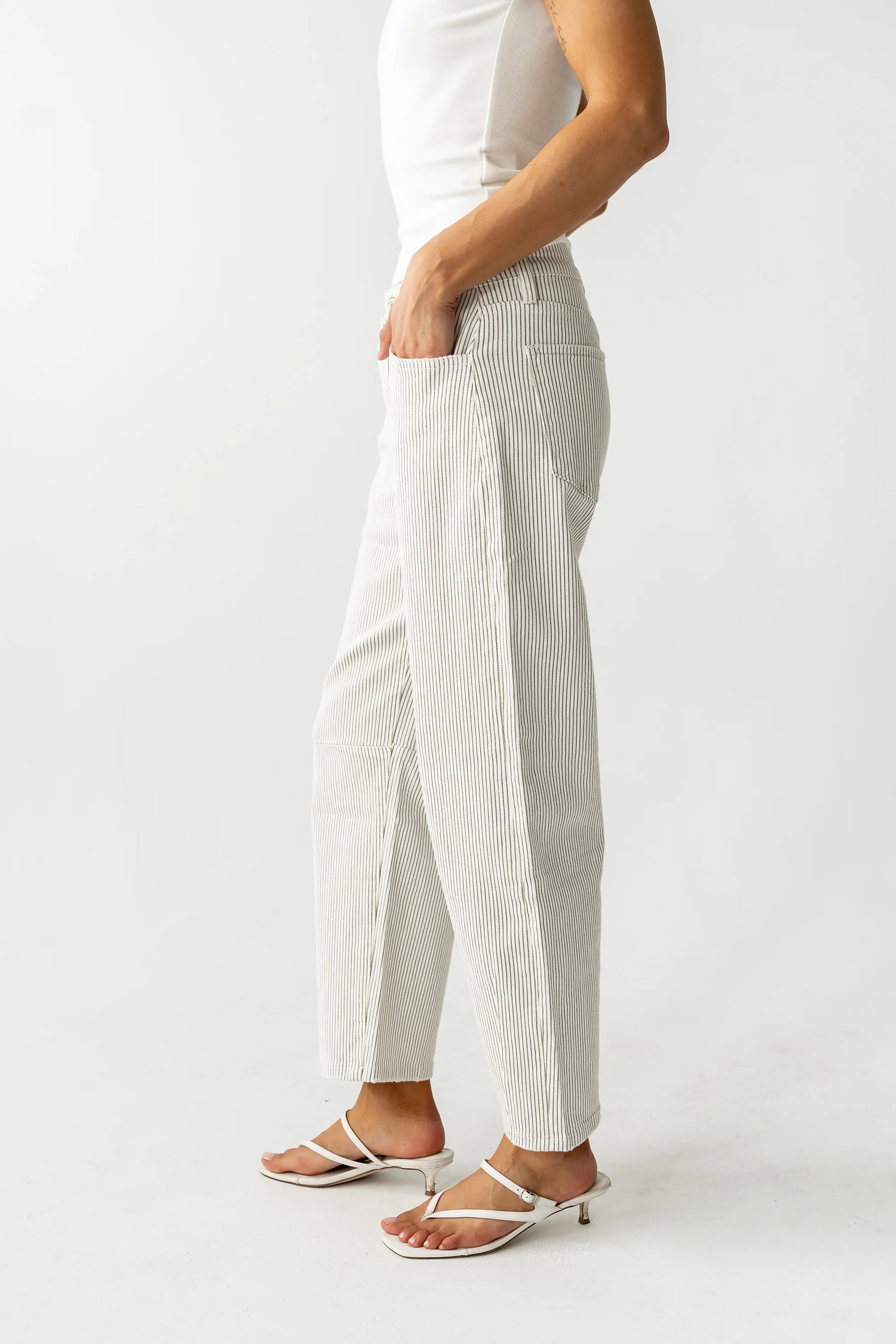 Tilly Striped Barrel Jeans
