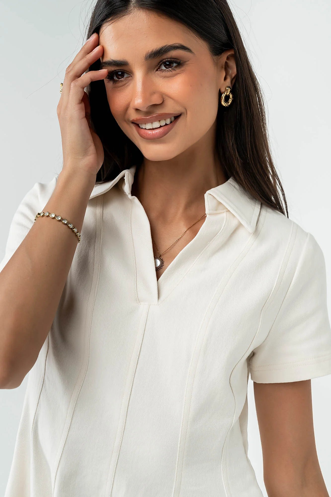 Carlie Denim Mini Dress in Cream