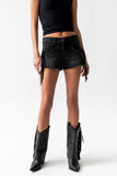 Leia Fringe Micro Shorts in Black