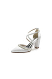 Champagne Satin Pump with Pearl and Metal Accents