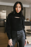 Cut Out Turtleneck Sweater in Black FINAL SALE