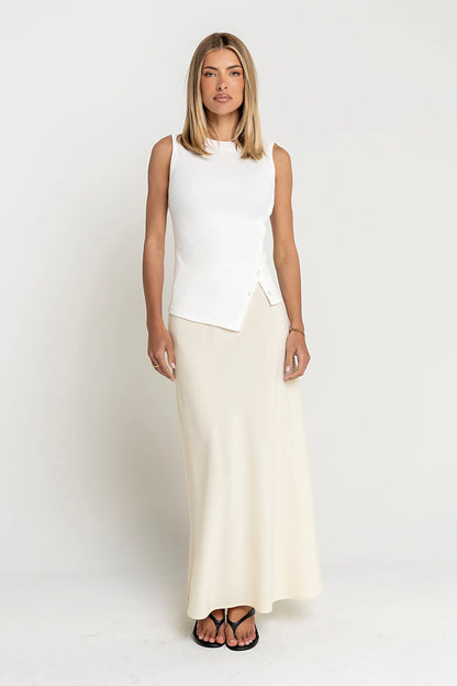 Ashlyn Textured Maxi Skirt in Natural