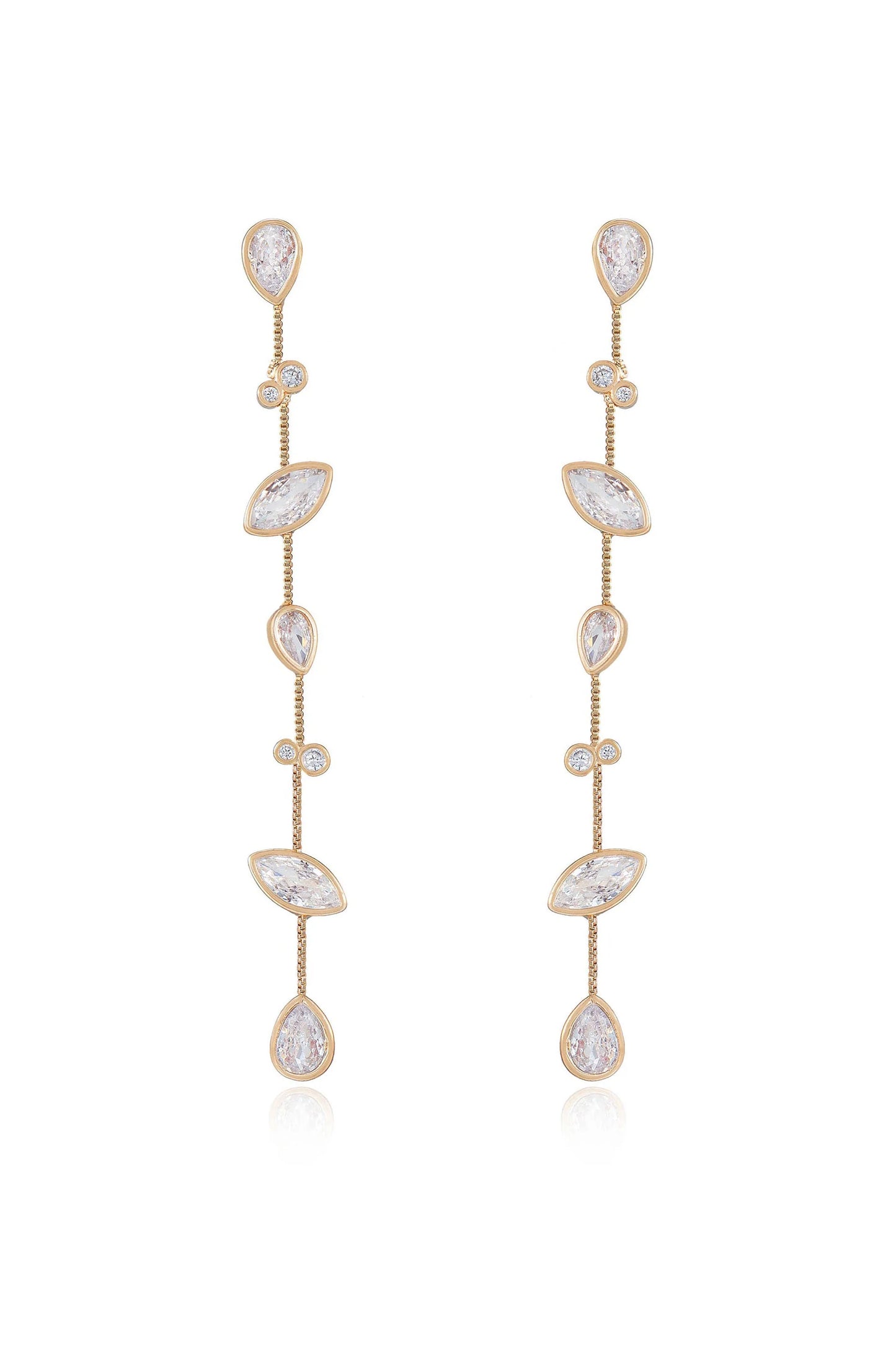 Falling Bezel Crystal Dangle Earrings