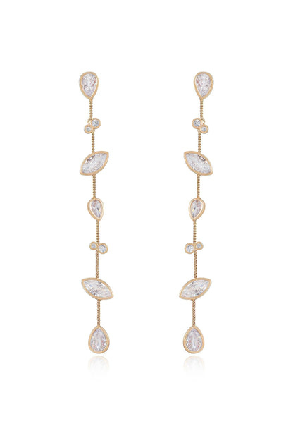 Falling Bezel Crystal Dangle Earrings
