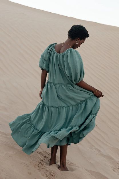 Corinne Tiered Maxi Dress in Blue FINAL SALE