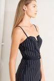VERTICAL MICRO CRYSTAL NAVY MIDI DRESS