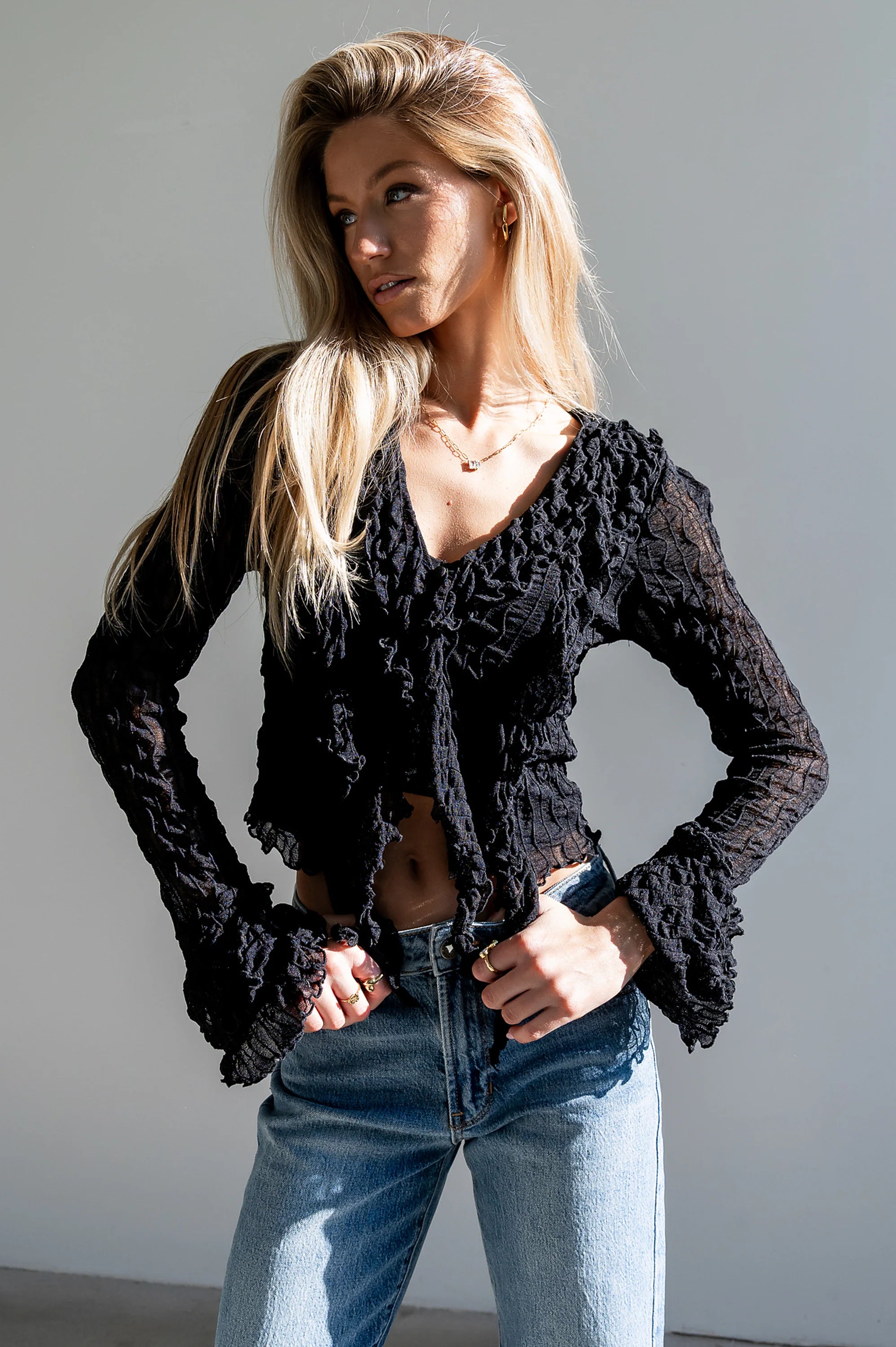 Joy Ruffle Top in Black FINAL SALE