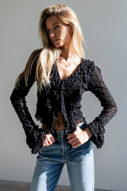 Joy Ruffle Top in Black FINAL SALE
