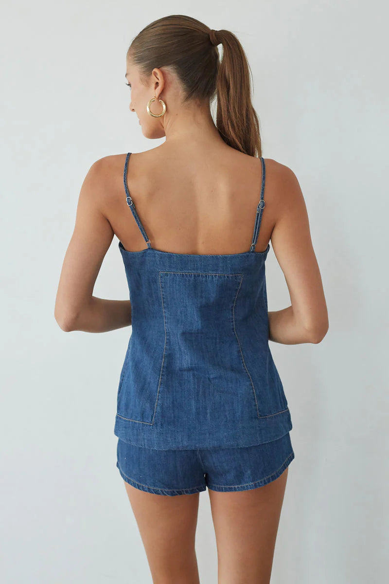 Amena Button Up Denim Vest