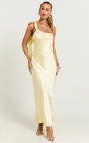 Blaine Maxi Dress Butter Yellow Satin Slip Dress