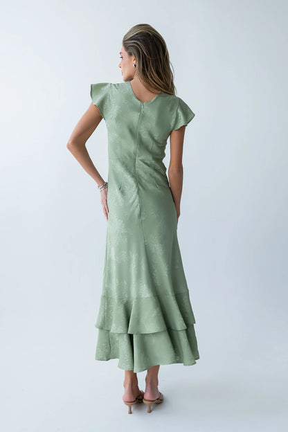Mateo Floral Maxi Dress in Green