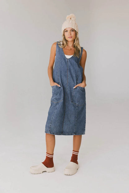 Camry Overall Dress in Dark Wash FINAL SALE