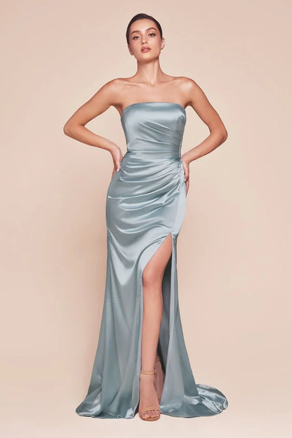 NICOLETTE GOWN STRAPLESS LUXE SATIN DRESS SCARF