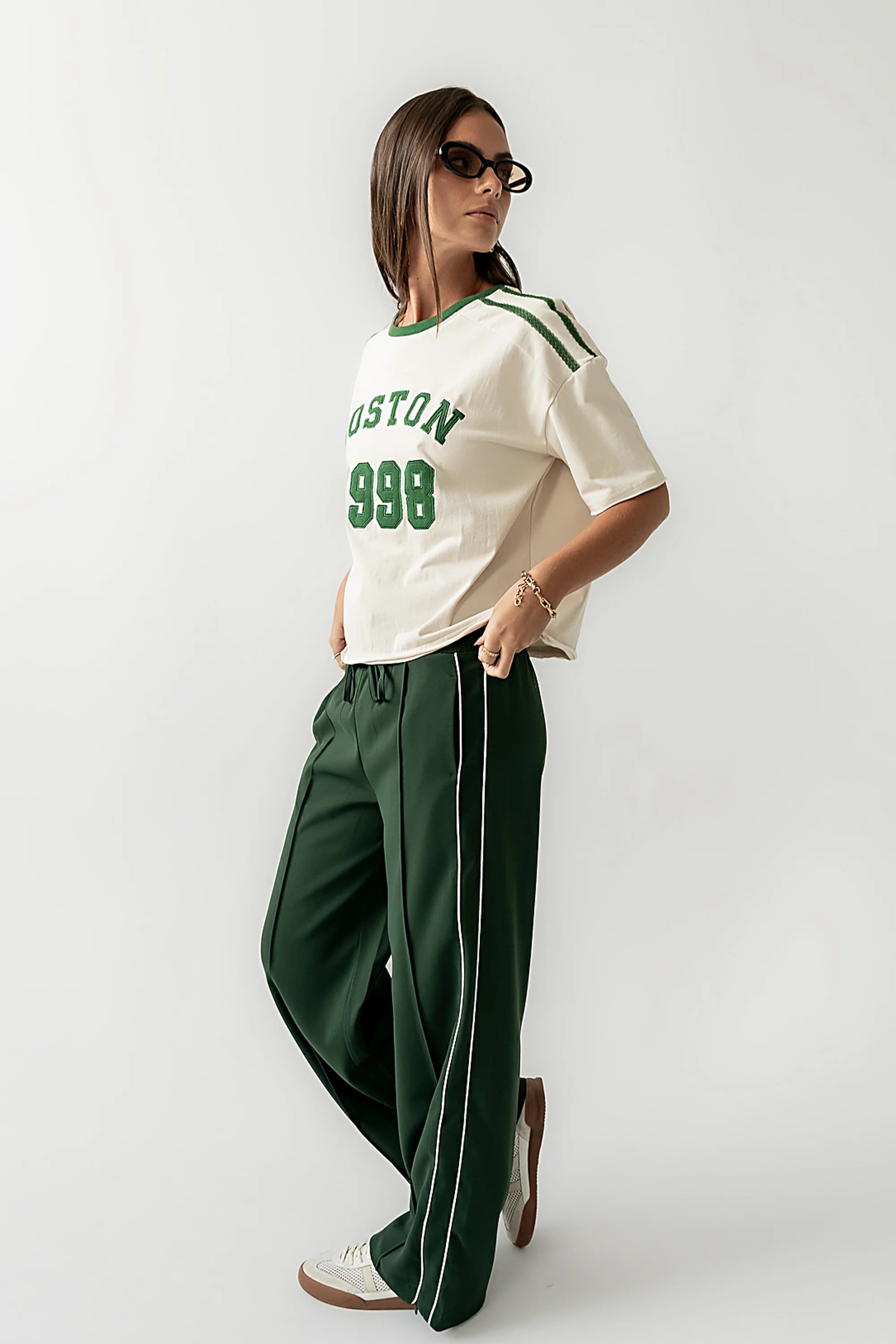 Emily Striped Wide Leg Pants in Green